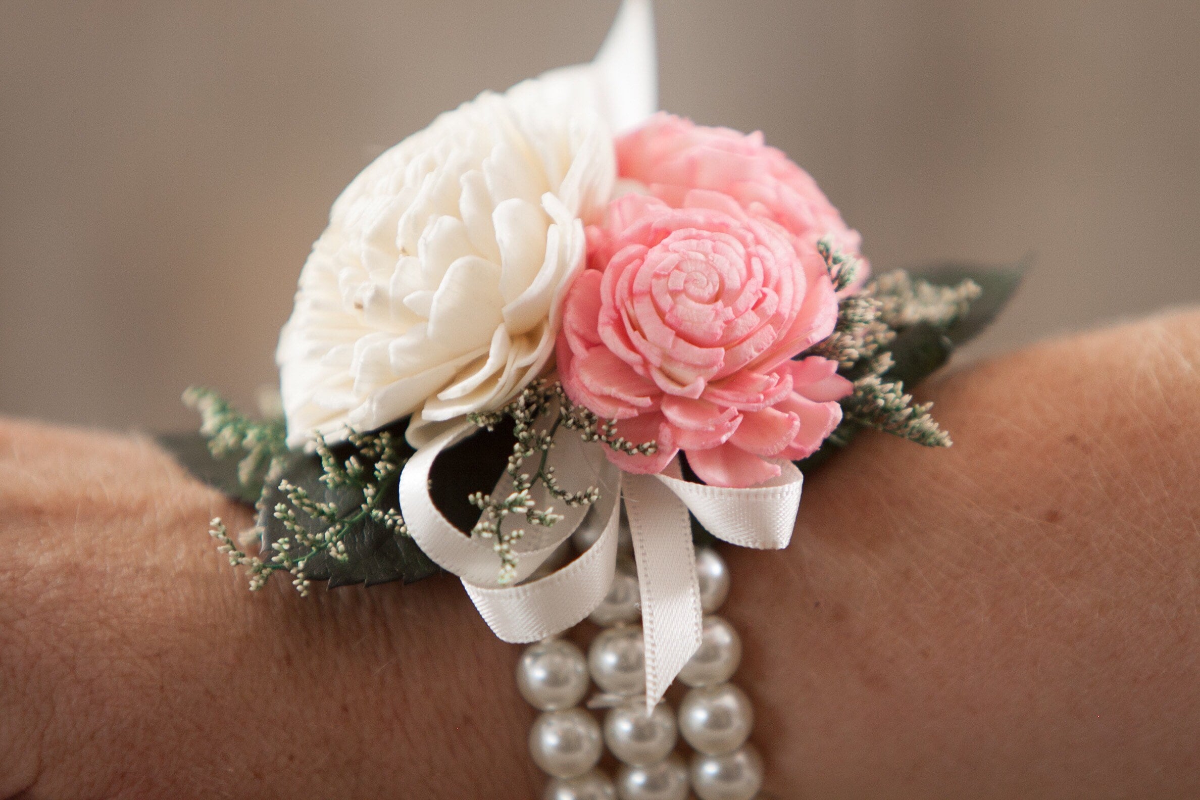 Woman's Pink Beaded Wristlet Corsage