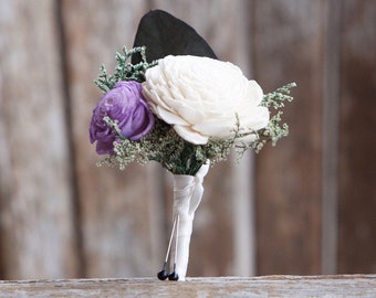 Traditional Keepsake Ivory and Lavender Pin On Boutonniere - Customizable