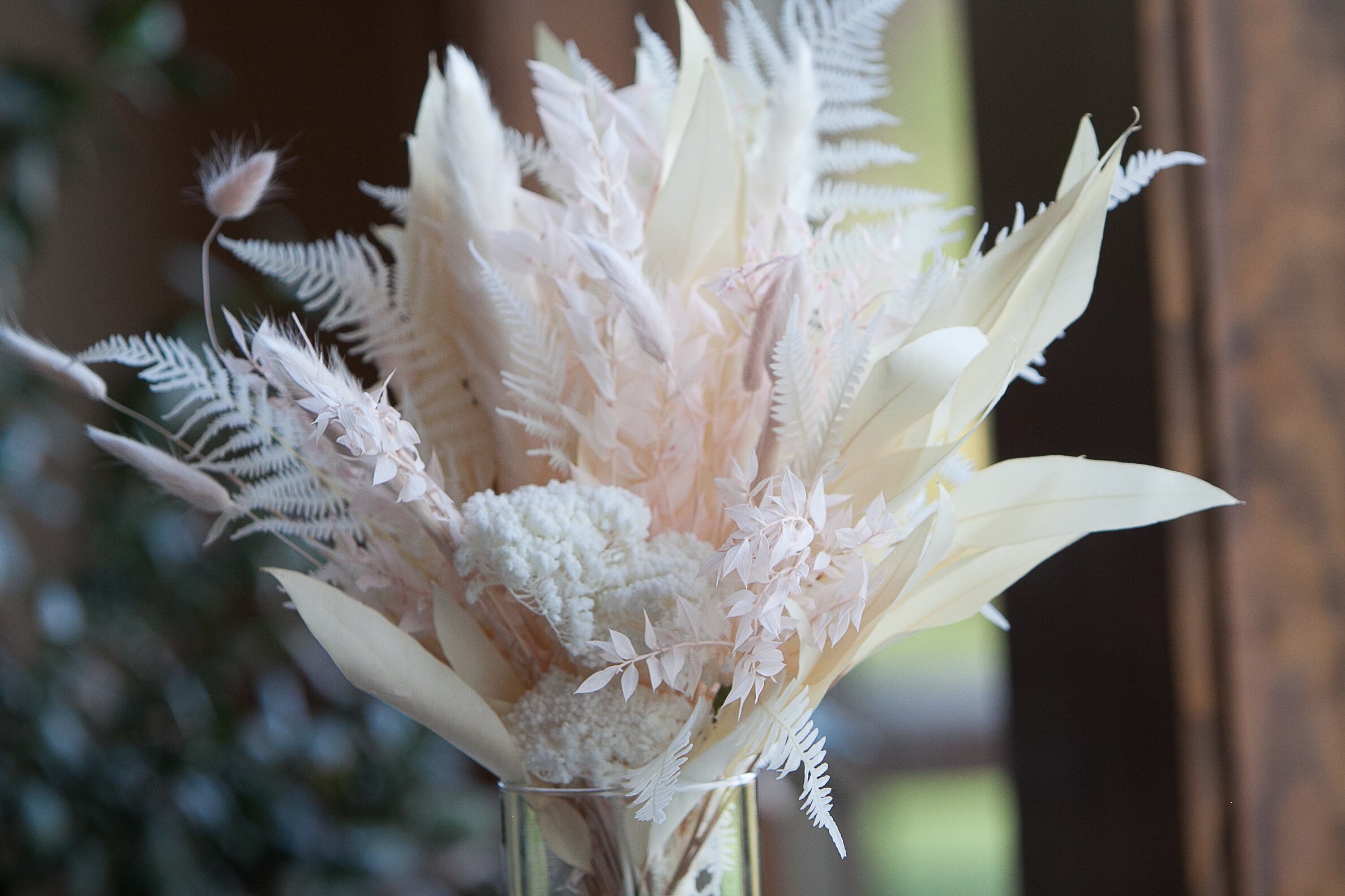 Preserved & Bleached Dried Flower Bouquet Dried Flower Vase Arrangement Wrapped Dried Floral