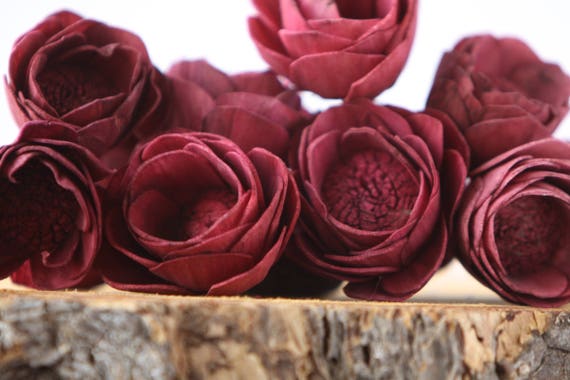 Burgundy Camellia Sola Flowers- SET OF 100