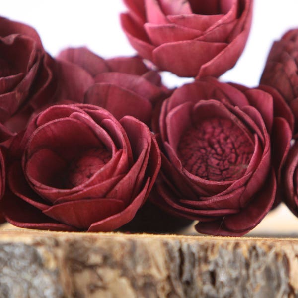 Aubergine Camellia Sola Flowers- SET OF 10 , Wine Sola Flowers, Burgundy Wood Sola Flowers, Camelia Sola, Wedding DIY,  Crafting Flowers