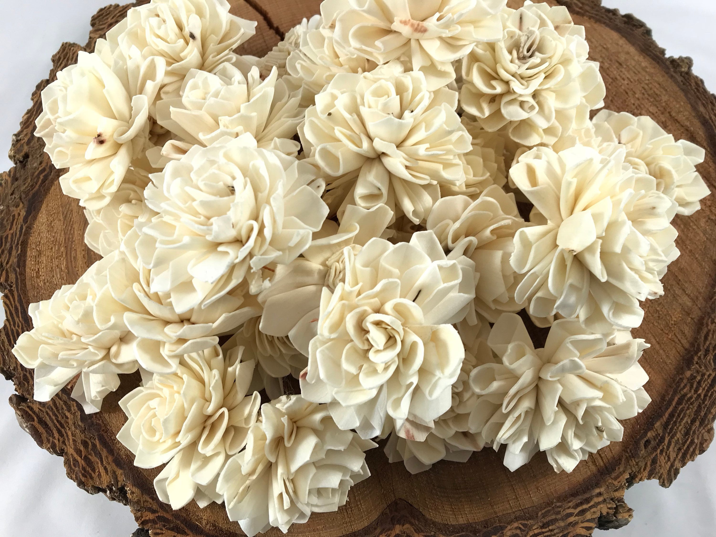 Grade B Dahlia Sola Flowers Set of 35 Folded Sola FLowers, Sola