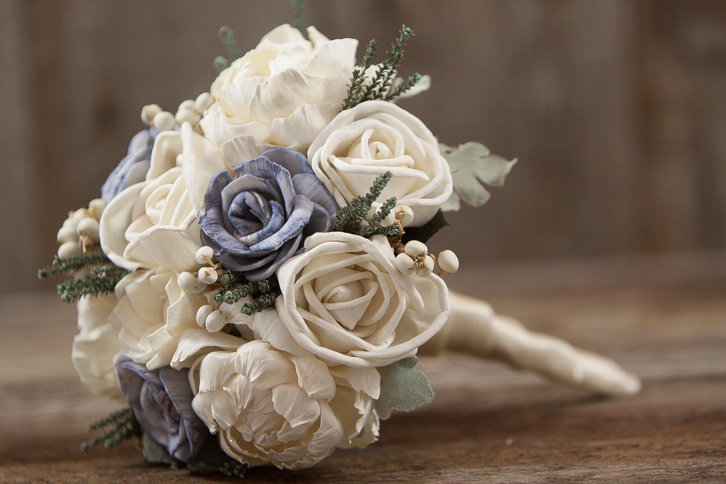 Steele Blue and Grey Bridesmaid Bouquet Keepsake Wedding Bouquet