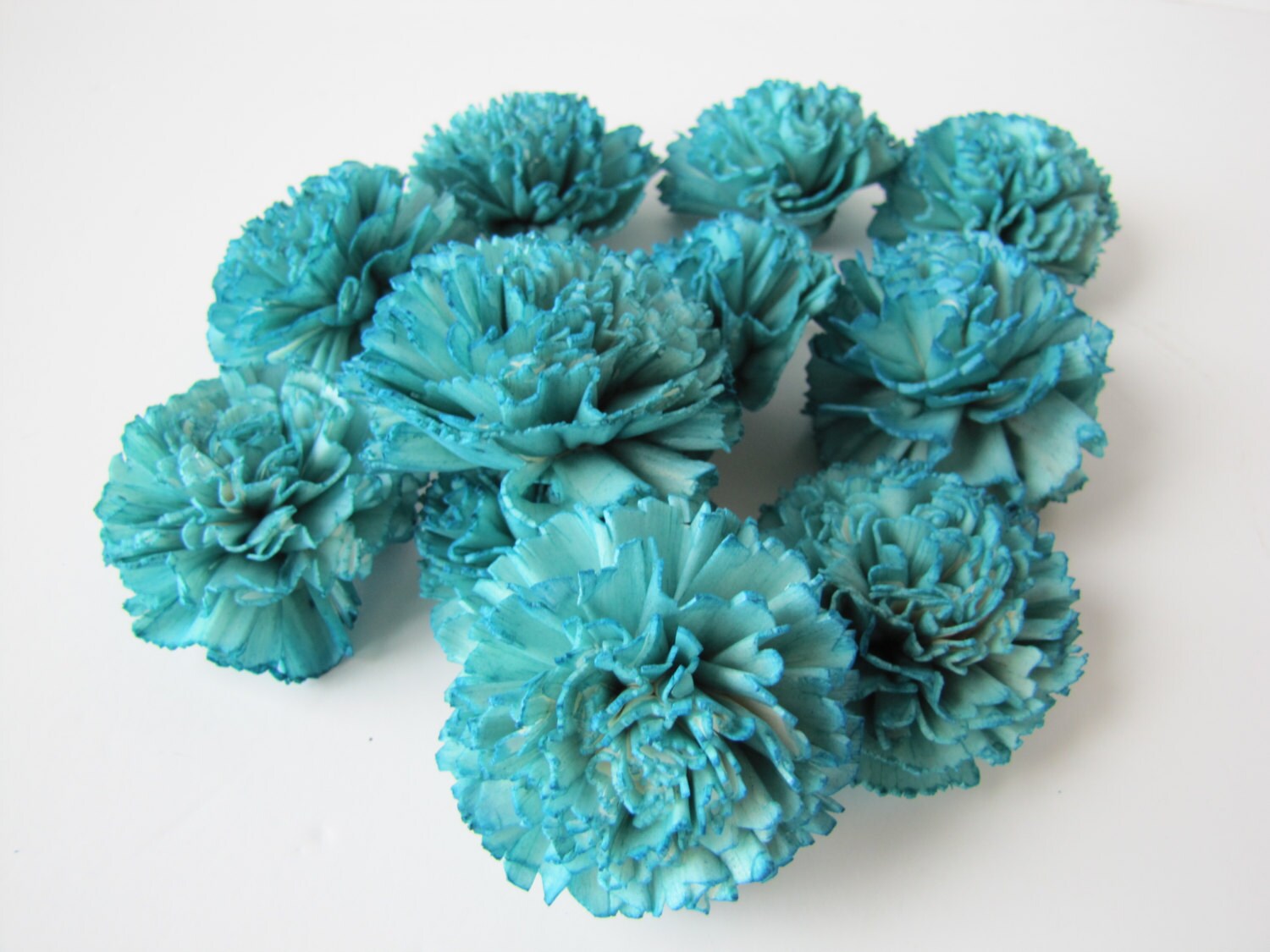 Teal Carnation Sola Flowers SET OF 10 , Sola Flowers, Teal Wood Sola