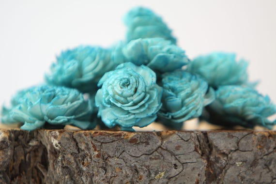 Teal Mini Chorki Flowers - Set of 15