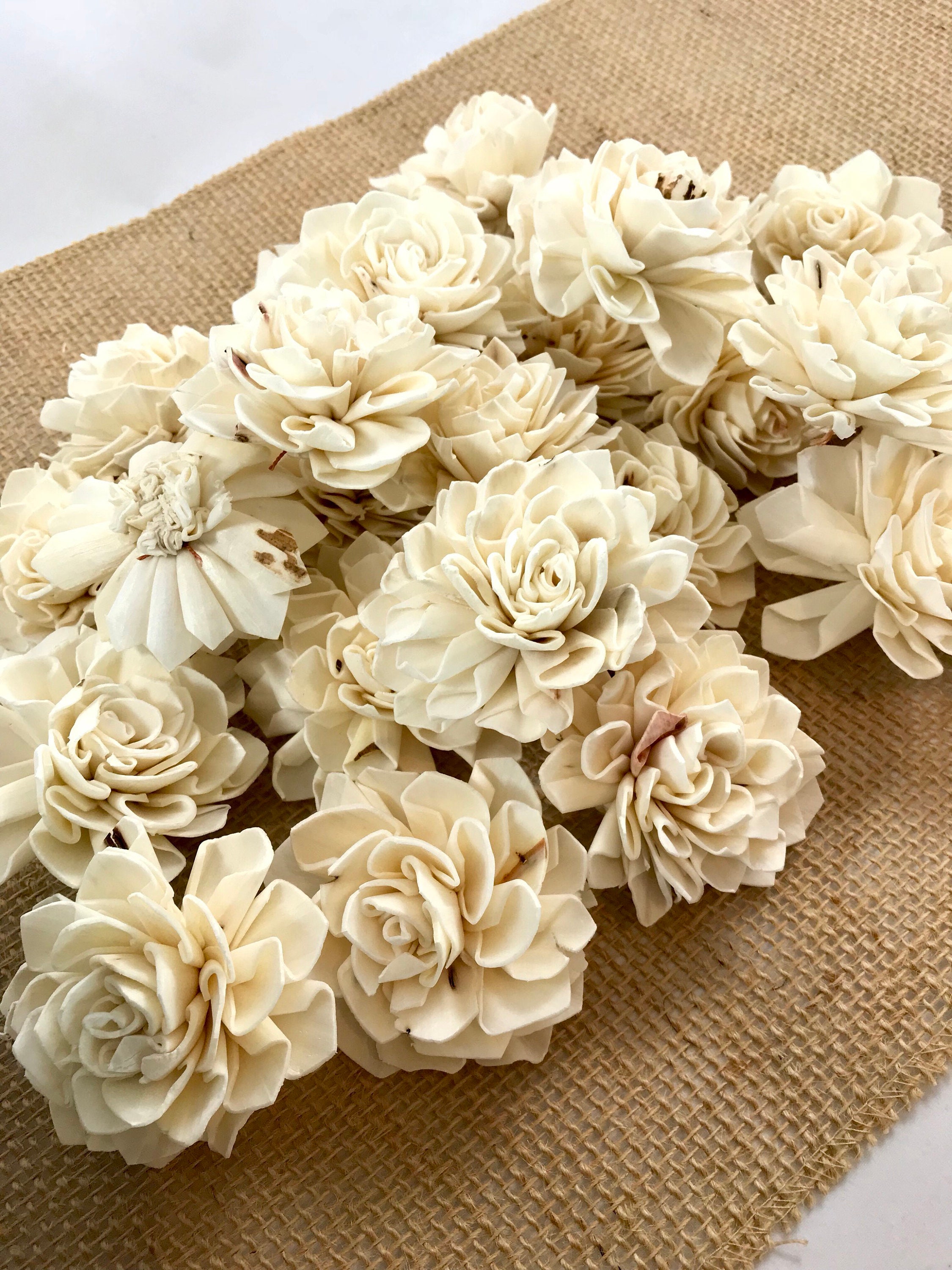 Grade B Dahlia Sola Flowers Set of 35 Folded Sola FLowers, Sola