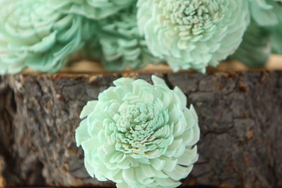 Mint Chorki Sola Flowers - SET OF 10 , Chorki, Sola, Wood Sola Flowers, Chorki Sola, Balsa Wood Flowers, Wedding DIY, Craft Flowers