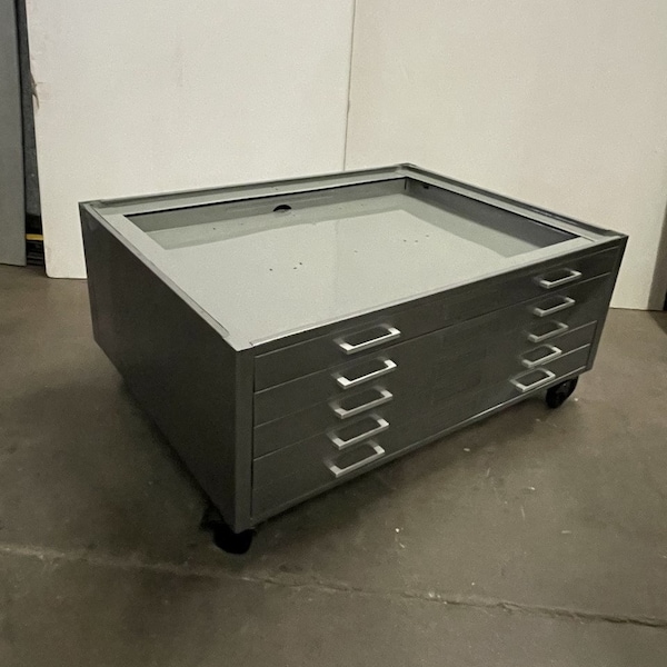 Medium Size Steel Flat File Coffee Table