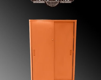 McDowell & Craig Vintage Steel Tanker Bookcase With Doors - Restored
