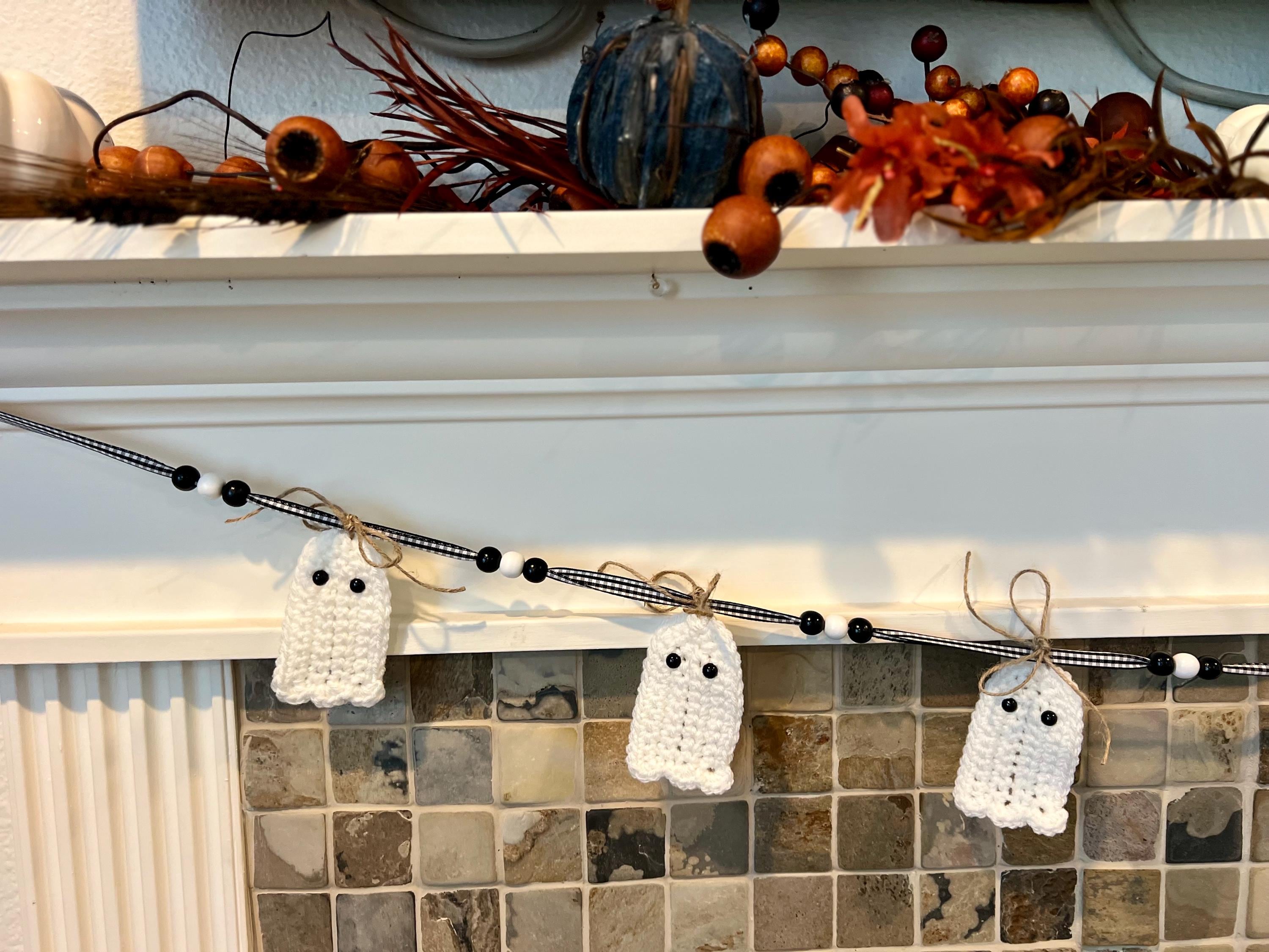 Crocheted Ghost Garland: Handmade Halloween Fall Decor - Etsy