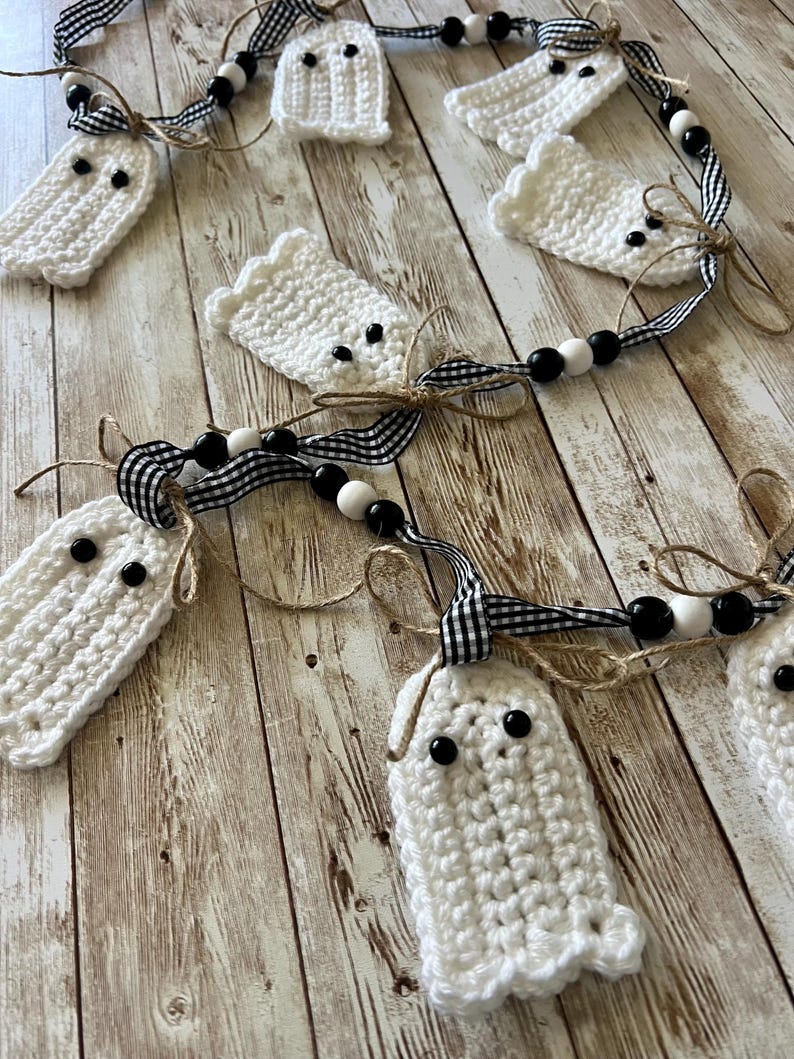 Crocheted Ghost Garland: Handmade Halloween Fall Decor - Etsy