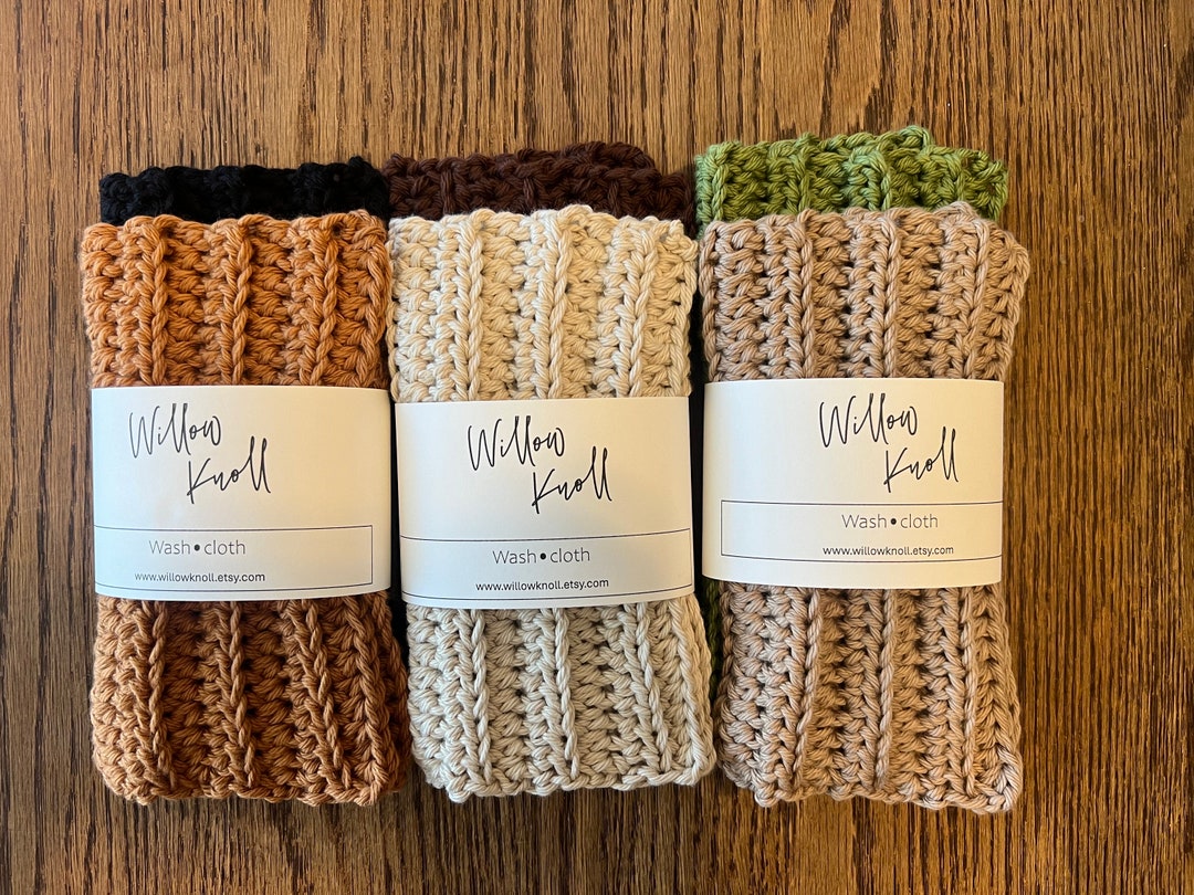 Crocheted Wash Cloths, Handmade Gift, Knit Wash Rags, Wash Cloth Set ...