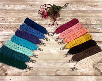 Handmade crocheted keychain wristlet - set of 2