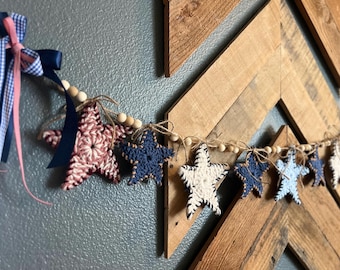 Handmade 4th of July Star Garland: Patriotic Red, White, and Blue Decor