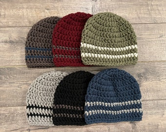 Adult men's crocheted beanie