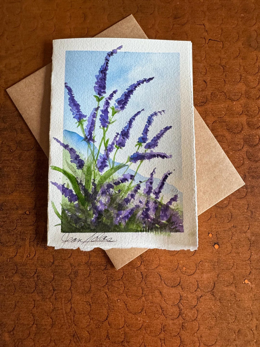 Hand Painted Watercolor Lavender Card: Botanical Floral Art - Etsy