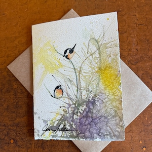 Beautiful Chickadee/watercolor/5x7/hand painted/not a print/card/birthday card/all occasion card/Mother’s Day card