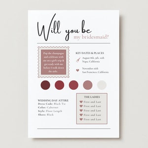 Bridesmaid Proposal Card Pink