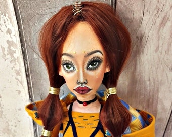 Zoya - Handmade Decorative Art Doll, OOAK Art Doll, Collectible Doll, Fabric Art Doll