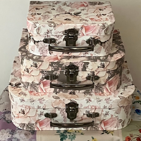 Storage Suitcase Shabby Chic Floral Boxes