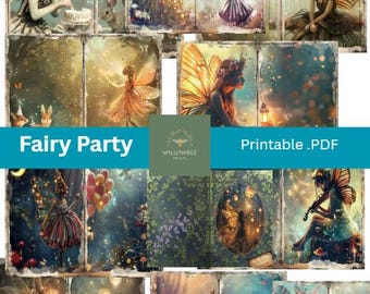 Fairy Party Junk Journal Kit: Printable Pages, Clipart, Tags (Digital Download)