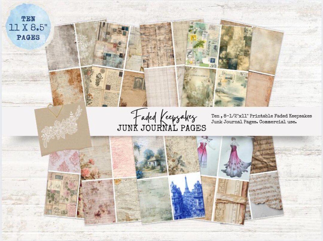 Faded Keepsakes Junk Journal Kit: Druckbare Collage-Seiten (PDF ...