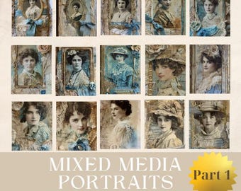 Vintage foto-clipartbundel: 15 oude foto-pdf's voor junkjournals