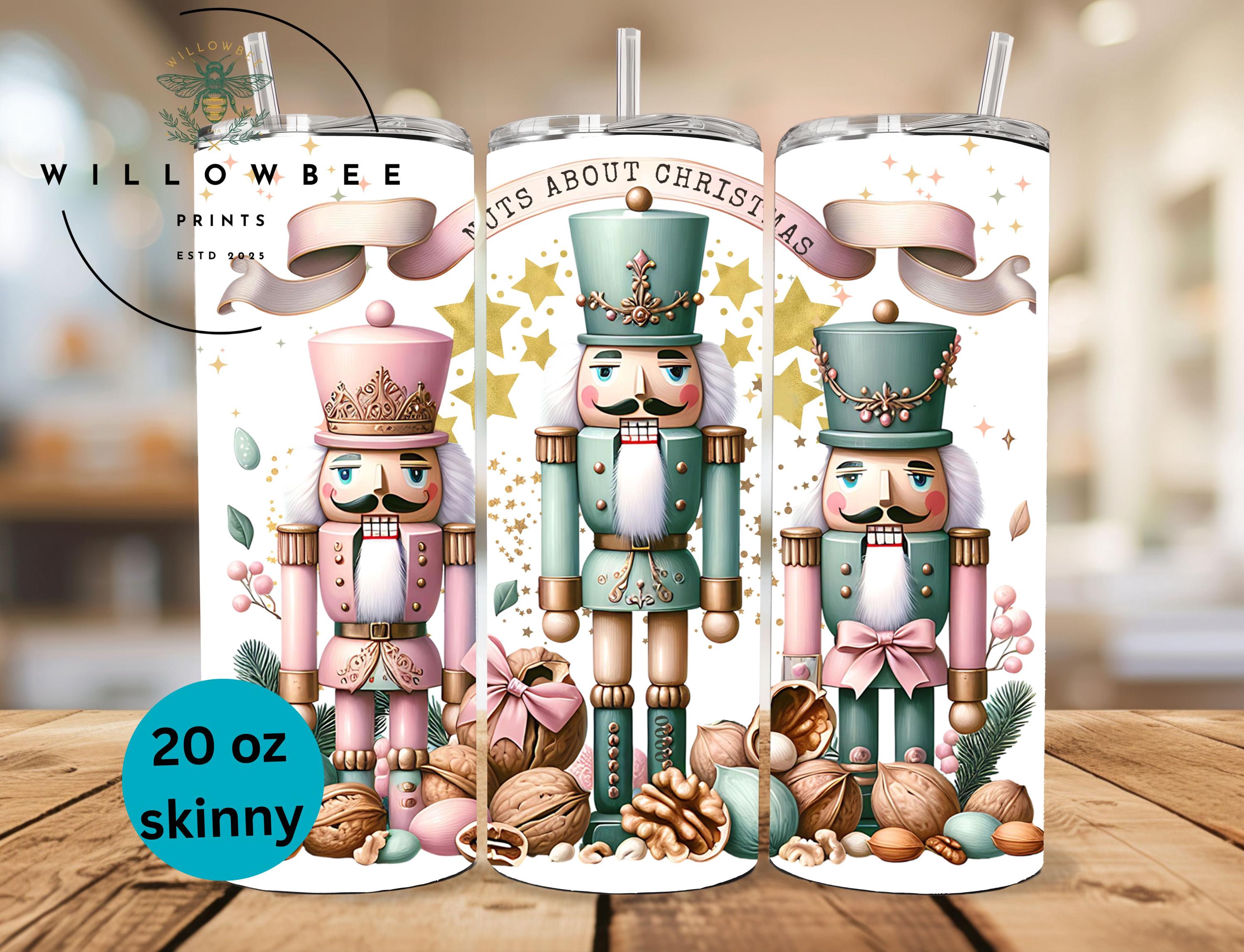 Casse-noisette de Noël coquette PNG, 20 oz d'emballage de verre maigre, conception de sublimation de ballet de vacances Pastel