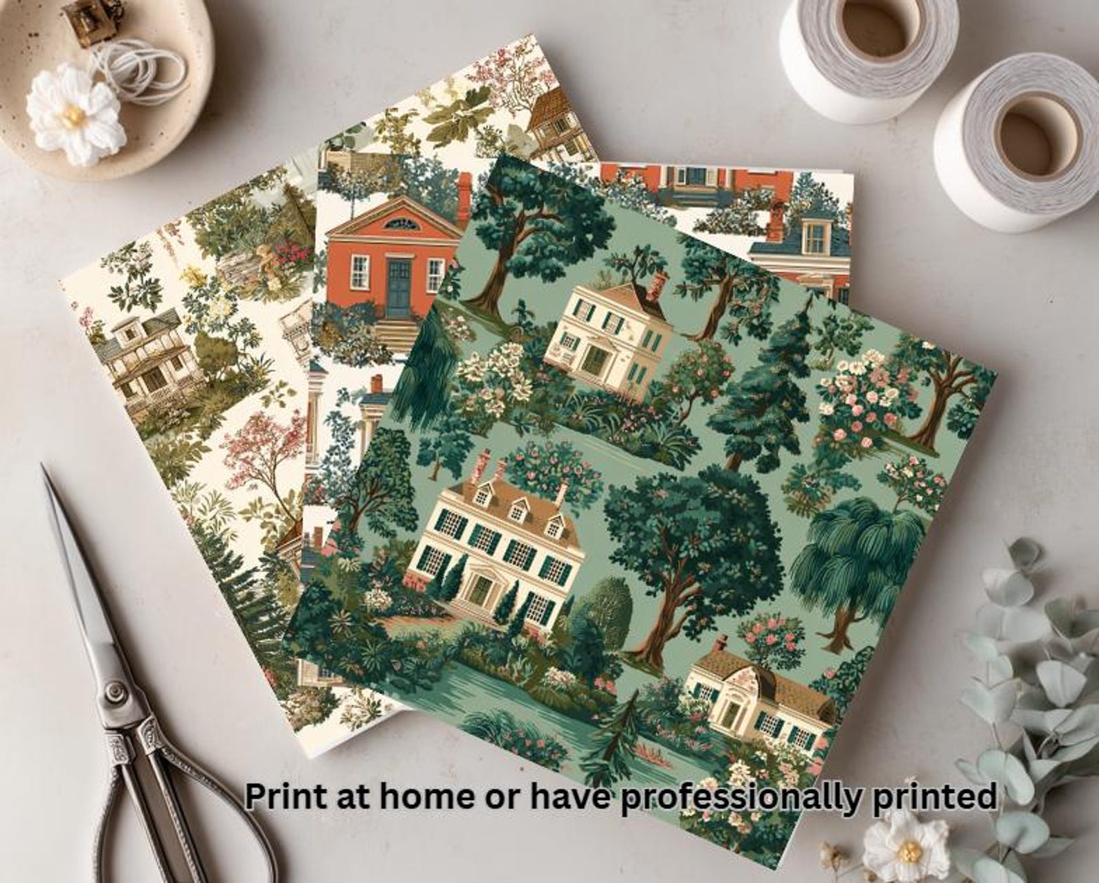 Manor House Clipart & Seamless Patterns: Elegant Estate Illustrations ...