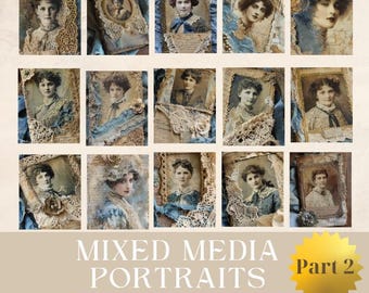 Bundel met vintage foto-clipart: 15 antieke efemere afbeeldingen (pdf-download)