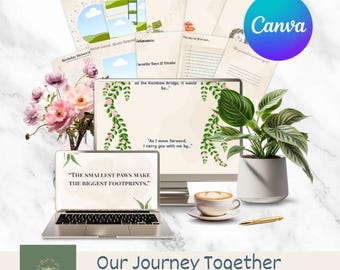 Pet Remembrance Journal: Rainbow Bridge Memory Book (afdrukbare pdf), bewerkbare canvassjabloon, direct downloaden