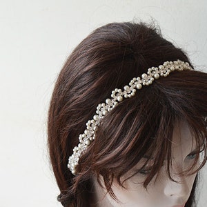 Pearl Wedding Hair Piece, Rhinestone Bridal Hair Accessories image 3