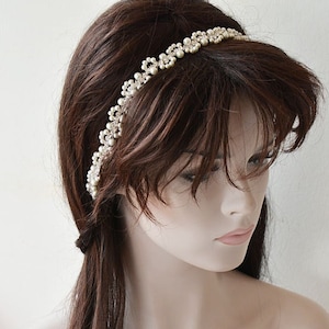 Pearl Wedding Hair Piece, Rhinestone Bridal Hair Accessories image 1