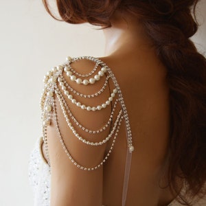 Detachable Strap For Wedding Dress, Bridal Pearl Straps, Crystal and Pearls, Bridal Shoulder Strap, Removable Bridal Straps, For Bride image 4