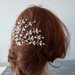 Silver Bridal Hair Comb: Pearl Rhinestone Wedding Headpiece