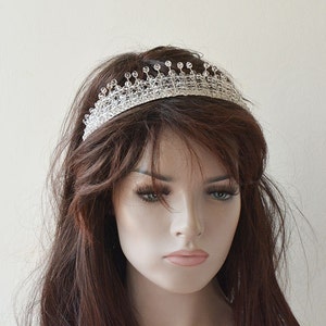 Bridal Crystal Tiara Headpiece, Crystal Bead Wedding Crown for Bride