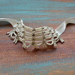 Rhinestone and Pearl Wedding Cuff Bracelet, Handmade Elegant Bridal Jewelry Accessory