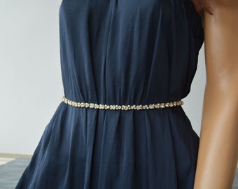 Handmade Rhinestone Pearl Bridal Belt: Satin Ribbon Sash