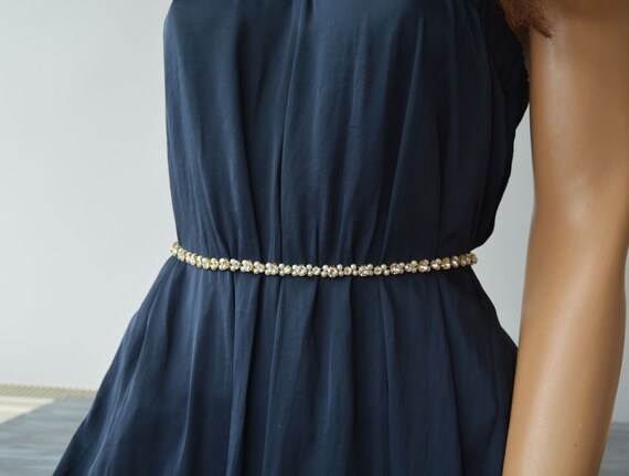 Bridesmaid Navy Blue Beaded Belt Bridal Wedding Bridesmaid Dress