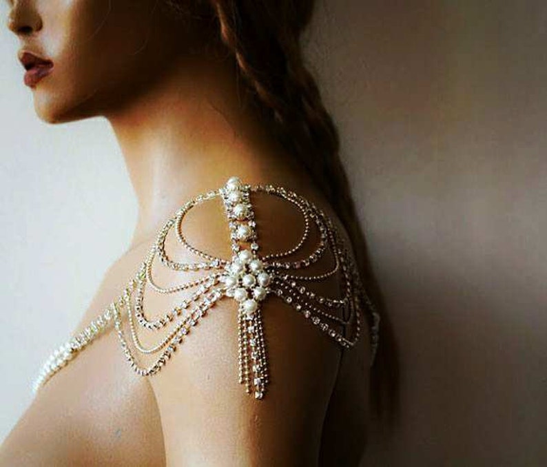 Shoulder Necklace For Wedding Dress Pearl Shoulder Jewelry image 9