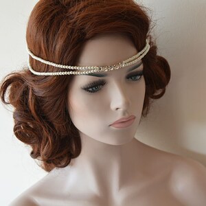 Pearl Bridal Halo Hair Piece, Rhinestone Wedding Hair Accessory