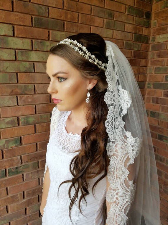 Pearl Bridal Headpiece Pearl Double Wedding Headband Wedding Etsy