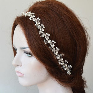 Pearl Headpiece For Bride, Rhinestone and Pearl Bridal Hair Piece, Headpiece For Wedding image 5