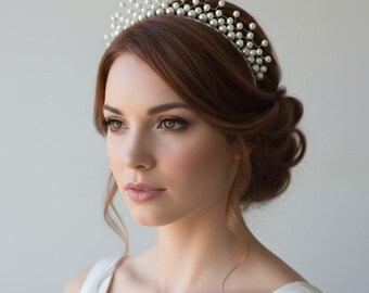 Pearl Bridal Tiara: Handmade Wedding Headpiece - Etsy display picture 1