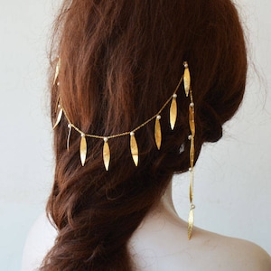 Gold Hair Chain Wedding, Bridal Pearl Hair Vine, Hair Accessories For Bride