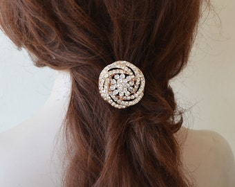 Rose Gold Tone AB Iridescent Crystal Hair Clip, Rose Gold AB  display picture 1