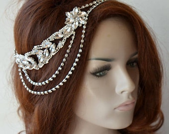 Rhinestone Bridal Headpiece, Wedding Hair Accessories, Crystal Hair Headband, Wedding HairPiece, Boho Halo For Bride, Wedding Hair Vine