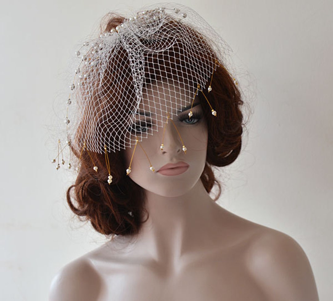 Wedding Birdcage Veil With Pearls Bridal Birdcage Veil off Etsy