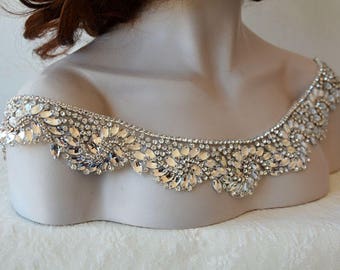 Crystal Wedding Dress Shoulder, Bridal Shoulder Jewelry, Silver Shoulder Necklace, Shoulder Jewelry For Wedding Dress, Wedding Accessories