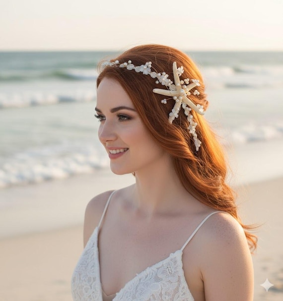 Beach Wedding Starfish Headpiece: Pearl Mermaid Hair Vine - Etsy display picture 1
